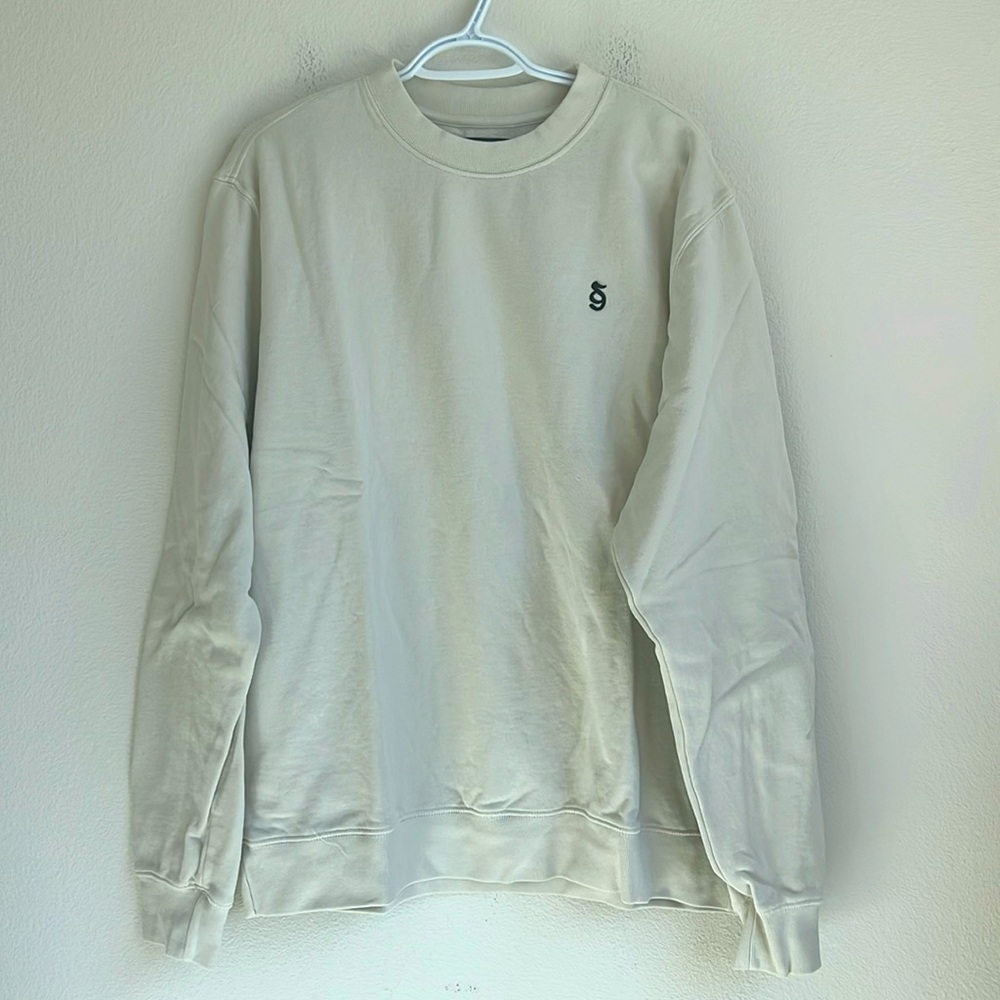 NEW Spiritual Gangster Cream Monogram Classic Crew Sweatshirt